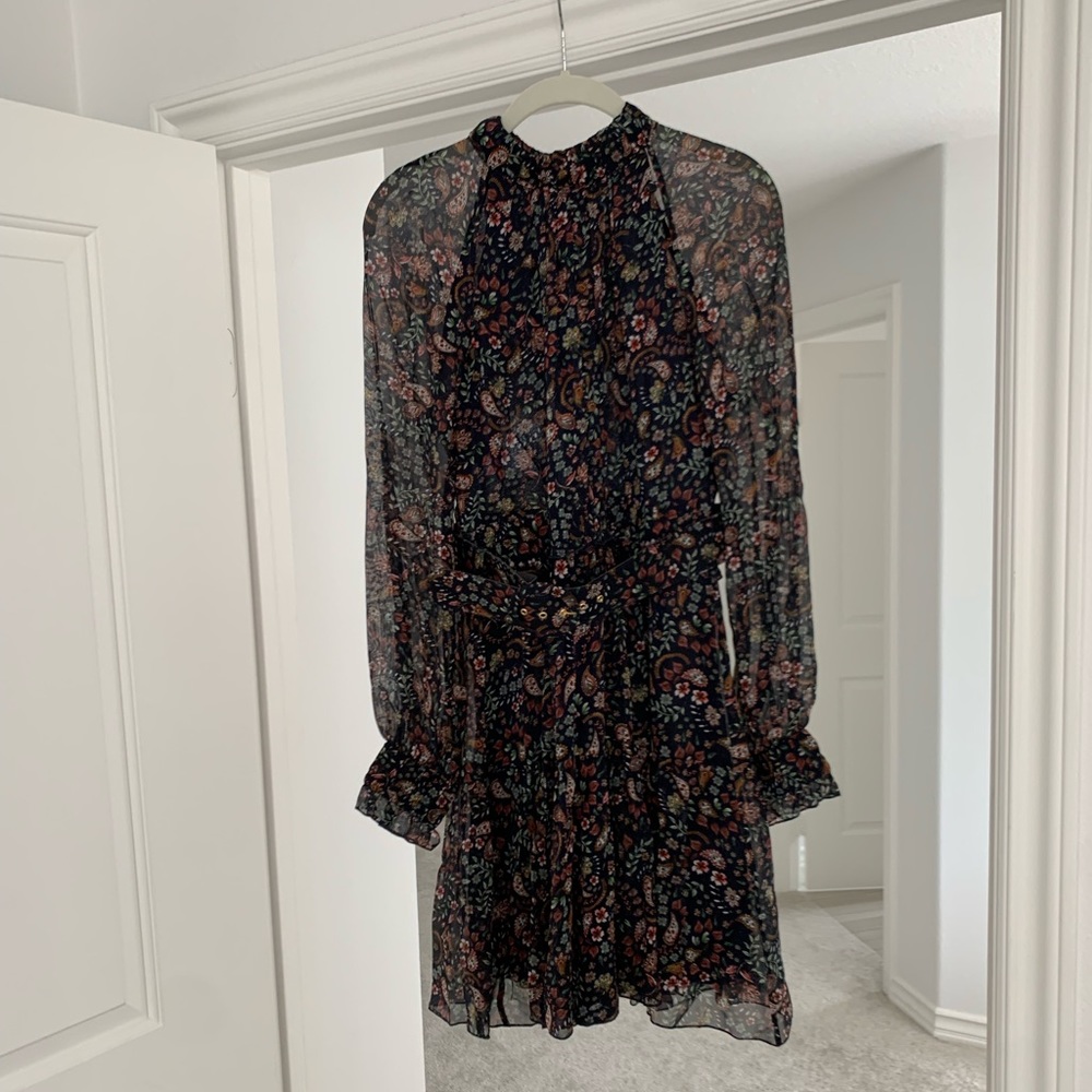 Nicholas Paisley Long-Sleeve Mini Dress | Size 6